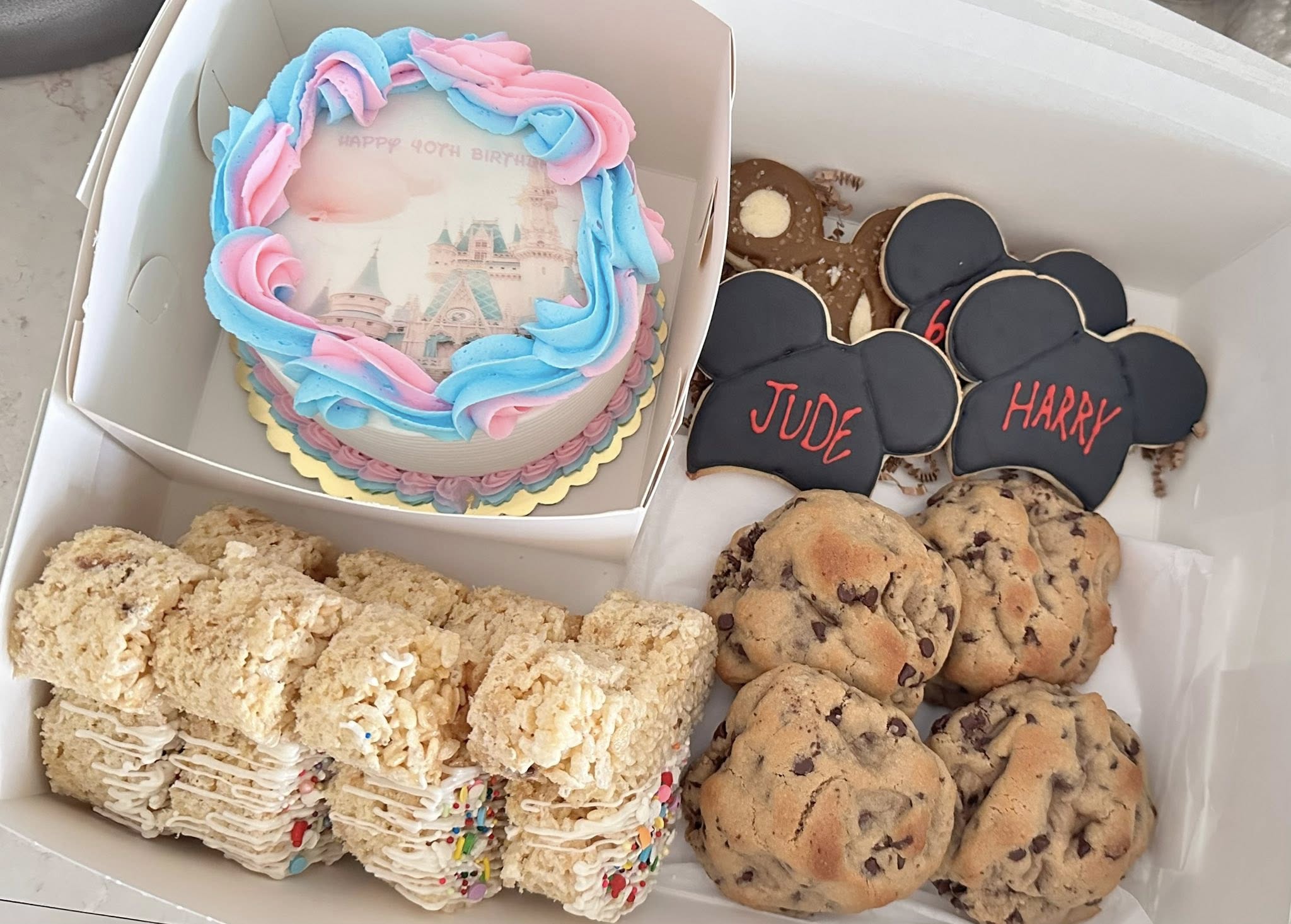 Castle birthday Bento Box with pastel cake