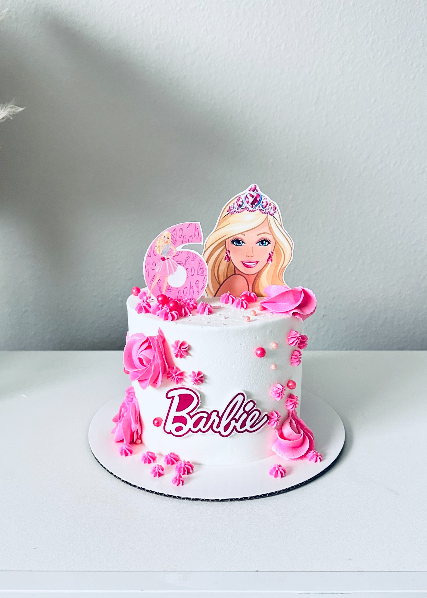 Barbie themed pink birthday cake