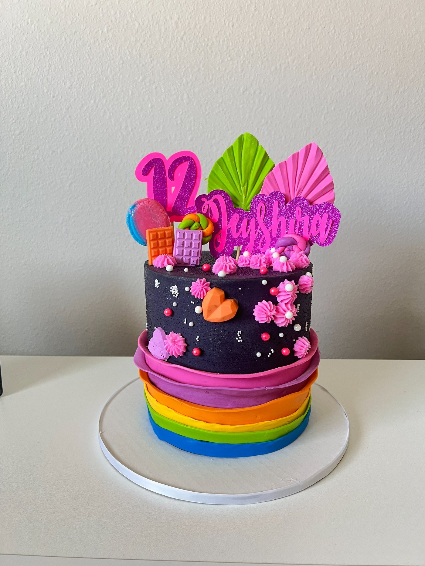 Bright colorful custom cake