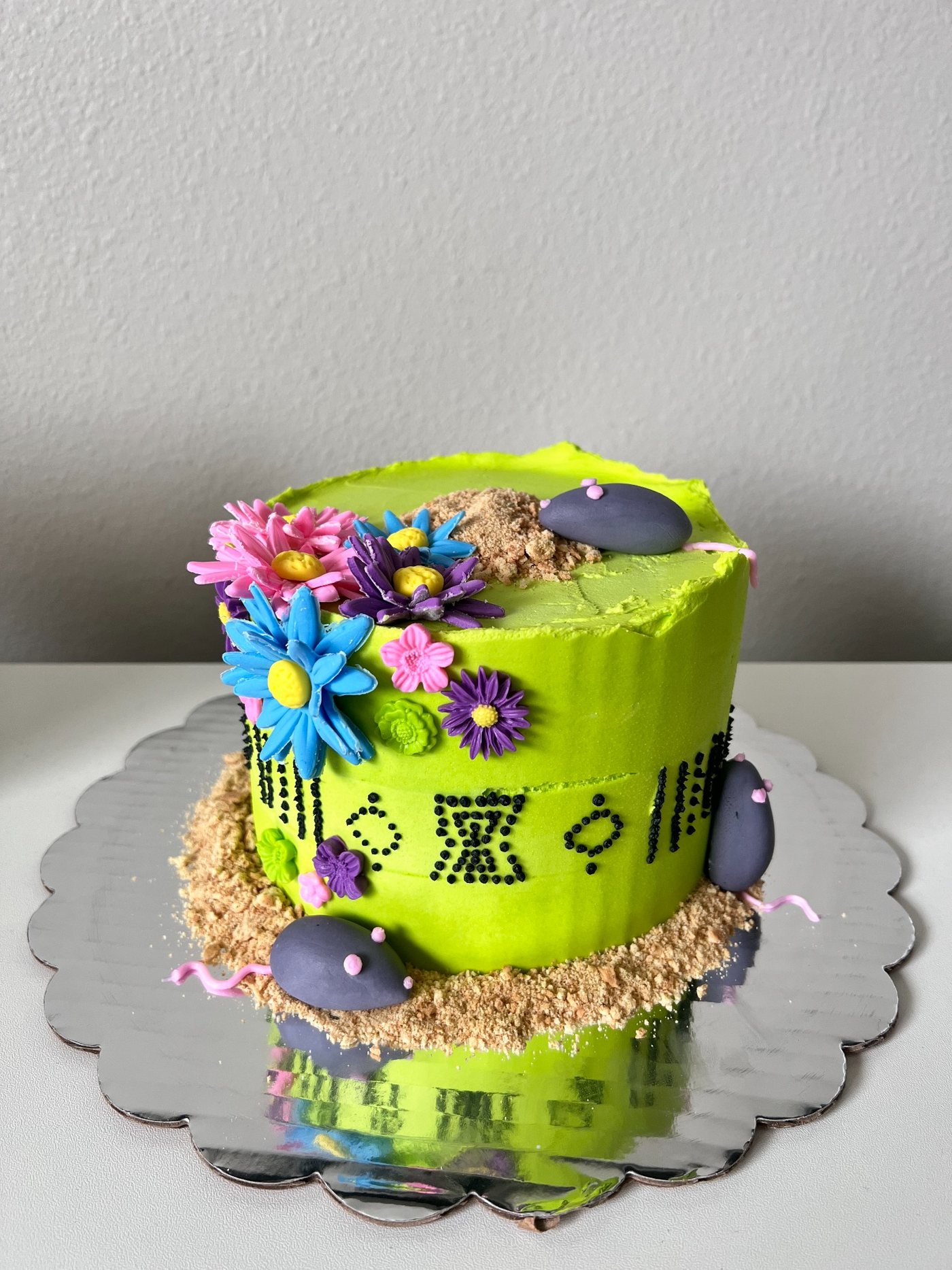 Bright green themed cake