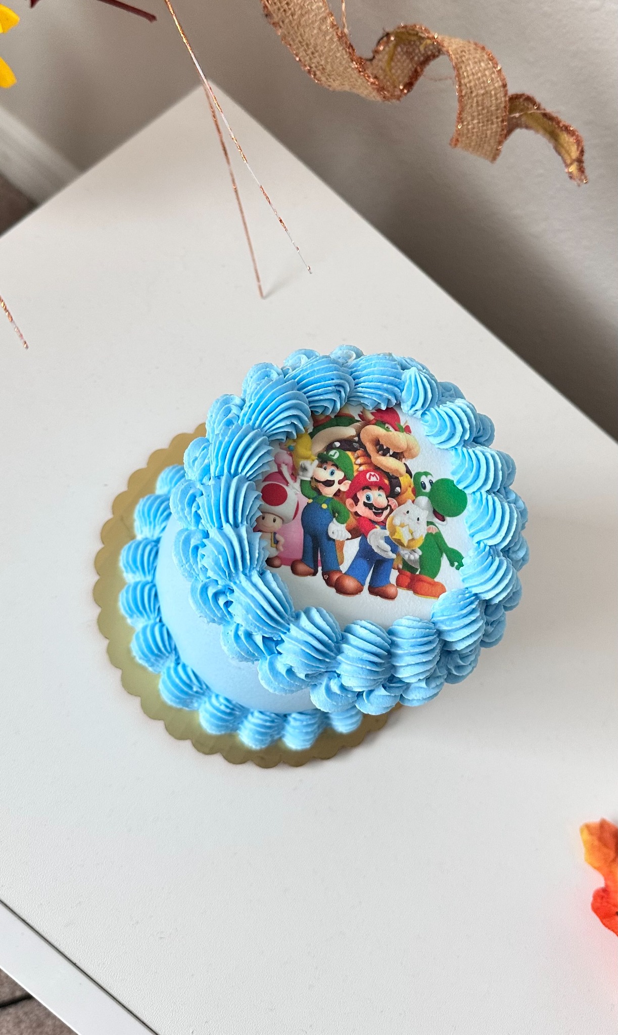 Blue Mario themed cake