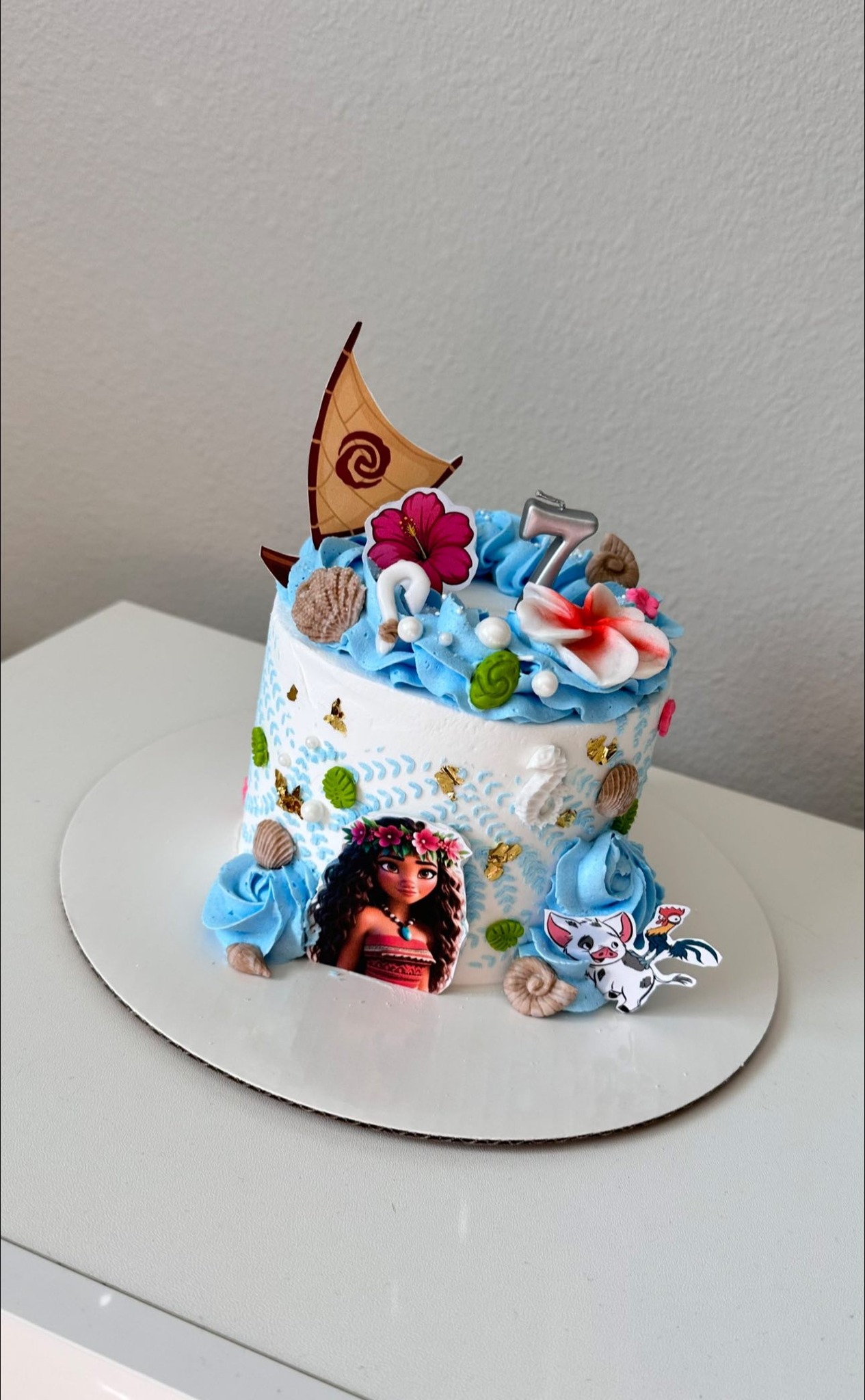 Moana inspired ocean themed birthday cake